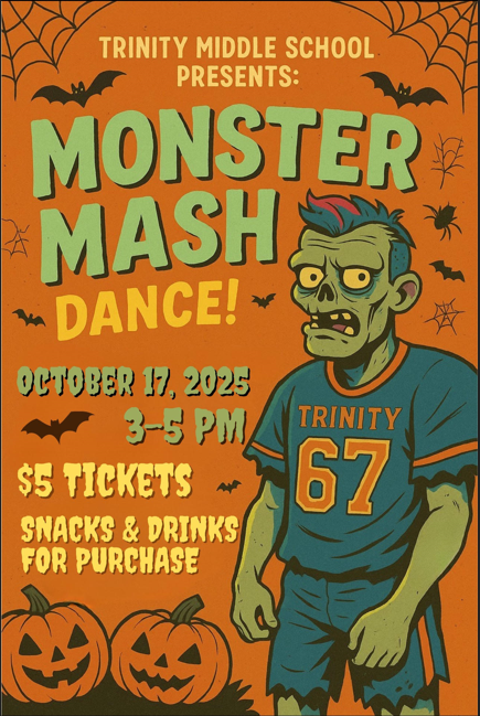 monster mash dance flyer October 17 from 3 to 5 pm. $5 tickets