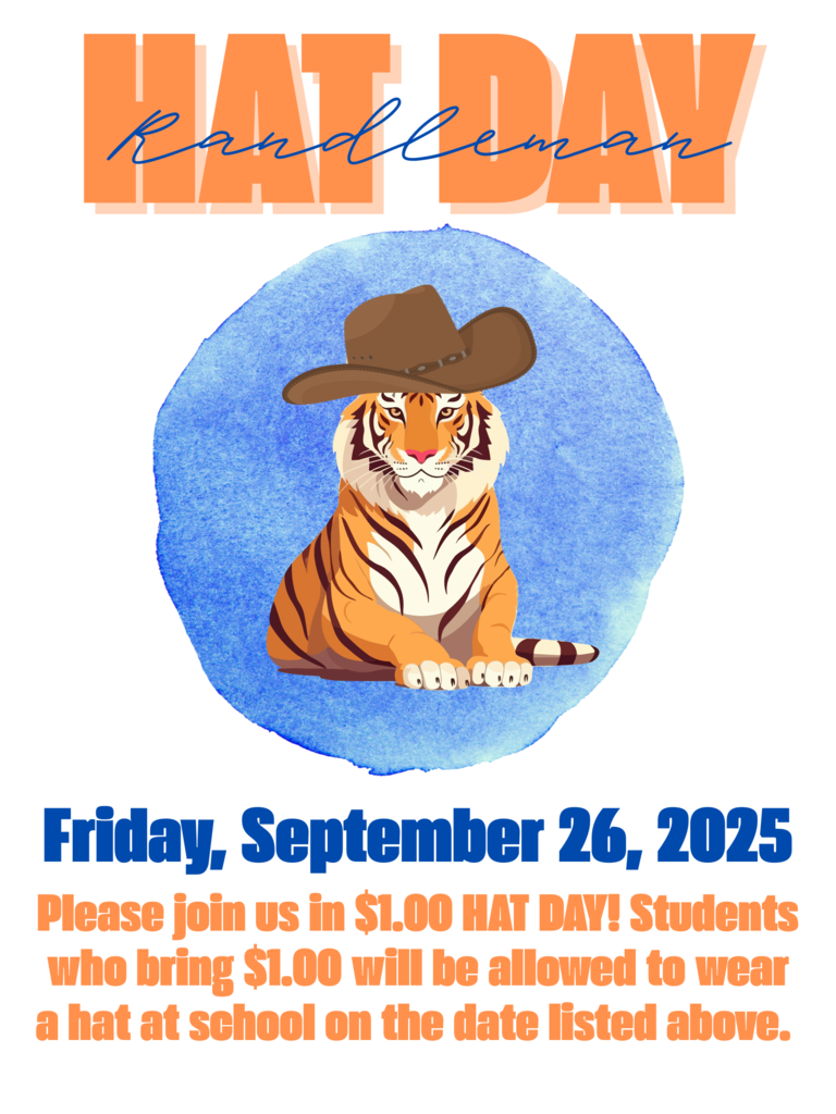 Friday September 26th is $1 Hat Day! Students who bring $1 will be allowed to wear a hat at school that day!