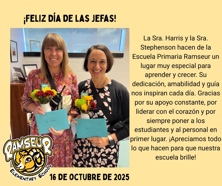 Our principals holding a vase of flowers
