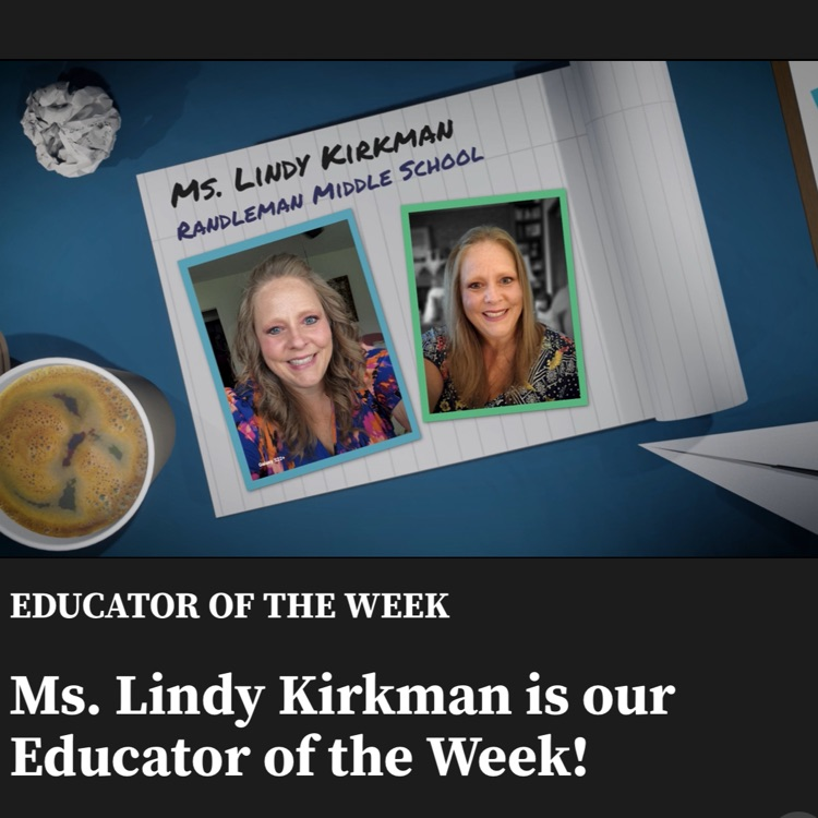 Congratulations Lindy Kirkman, 5th grade teacher at Randleman Middle School, for being named the Fox 8 Educator of the week October 13-19. Congratulations!