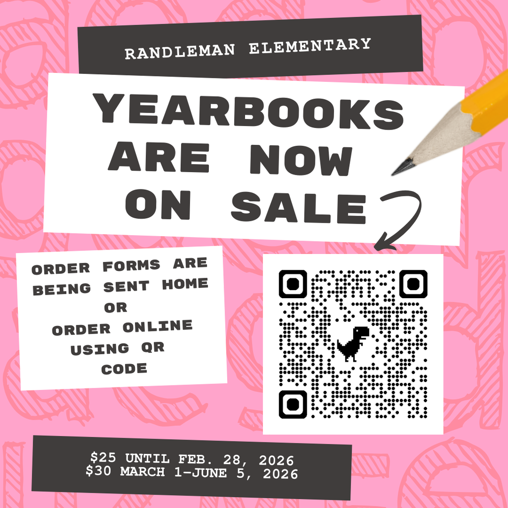 Randleman Elementary yearbooks are now on sale! Order forms are being sent home or order online using the QR code. $25 until Feb. 28, 2026 $30 March 1-June 5, 2026