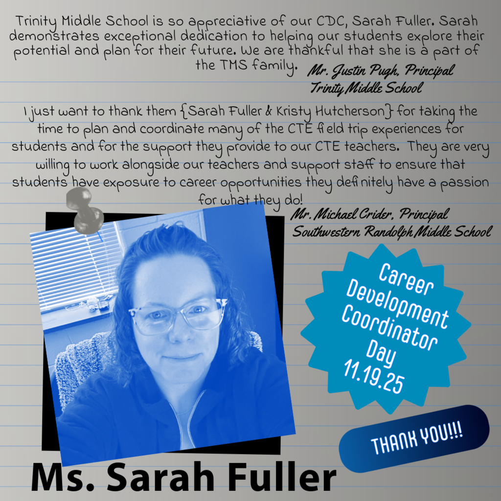 Happy National Career Development Coordinator Day! 🌟  Today, November 19th, we celebrate our amazing CTE Career Development Coordinators (CDCs). These individuals are the essential link connecting our students' learning to their future careers.  Our CDCs tirelessly work to:  Forge industry partnerships.  Secure internships and job shadowing.  Guide students toward essential certifications.  Please join us in thanking these dedicated professionals for shaping the next generation of our workforce!  #NCDA #CareerDevelopmentMonth #CTEReady #CareerCoordinator #CTEImpact