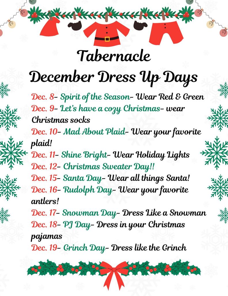 Dec Dress Up Days 2025