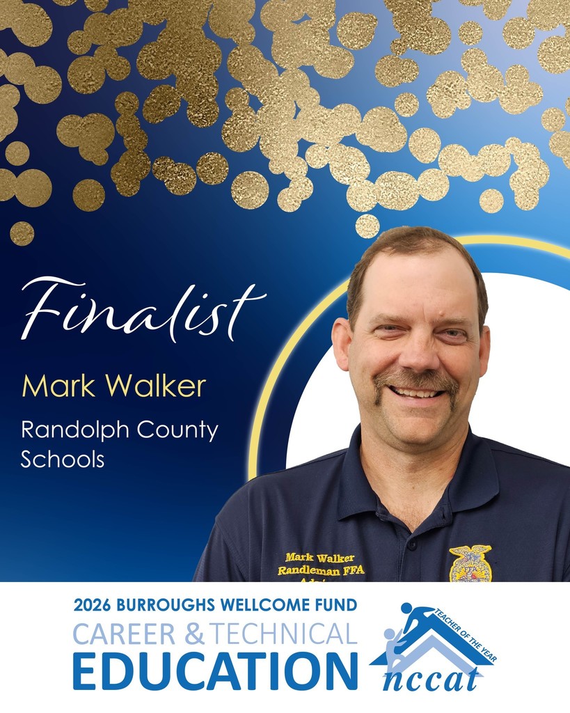 The RCSS is incredibly proud of Mark Walker, Agriculture CTE teacher at RHS, who was honored last night as a NCCAT 2026 Burroughs Wellcome Fund Career & Technical Education Teacher of the Year Finalist. Congratulations, Mr. Walker! 🌟