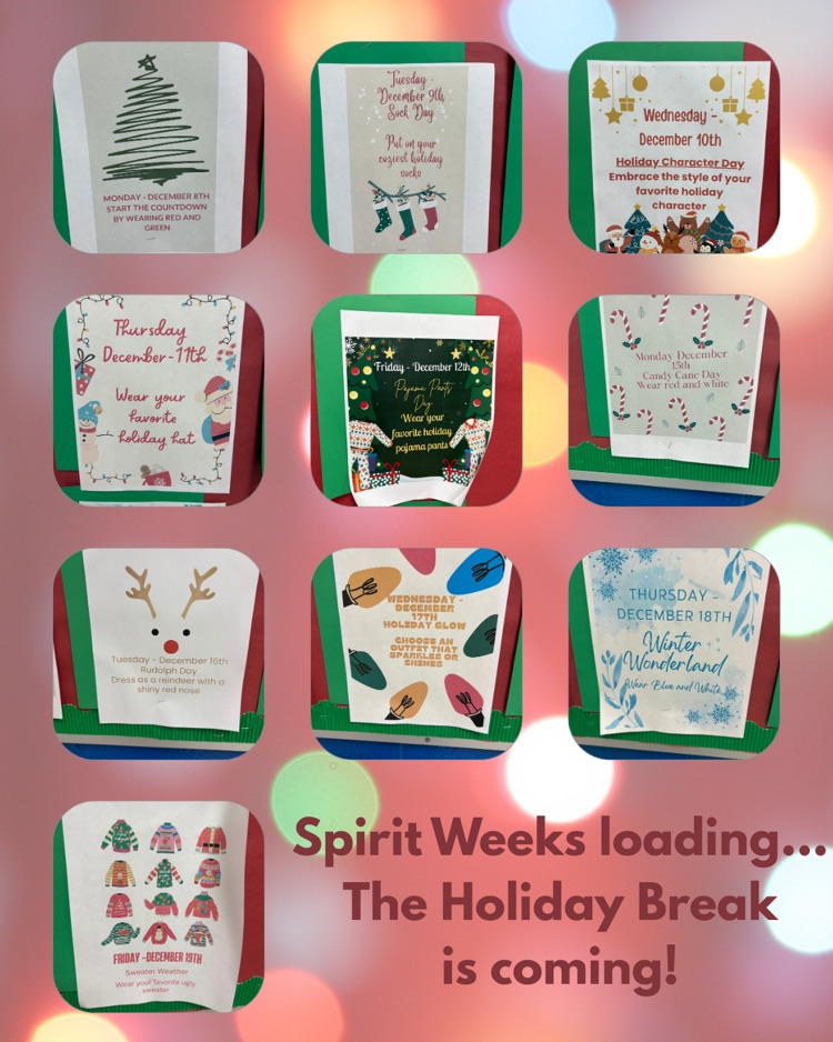 Spirit Weeks loading…get ready…Holiday break countdown begins! #cougarnation💙💛❄️