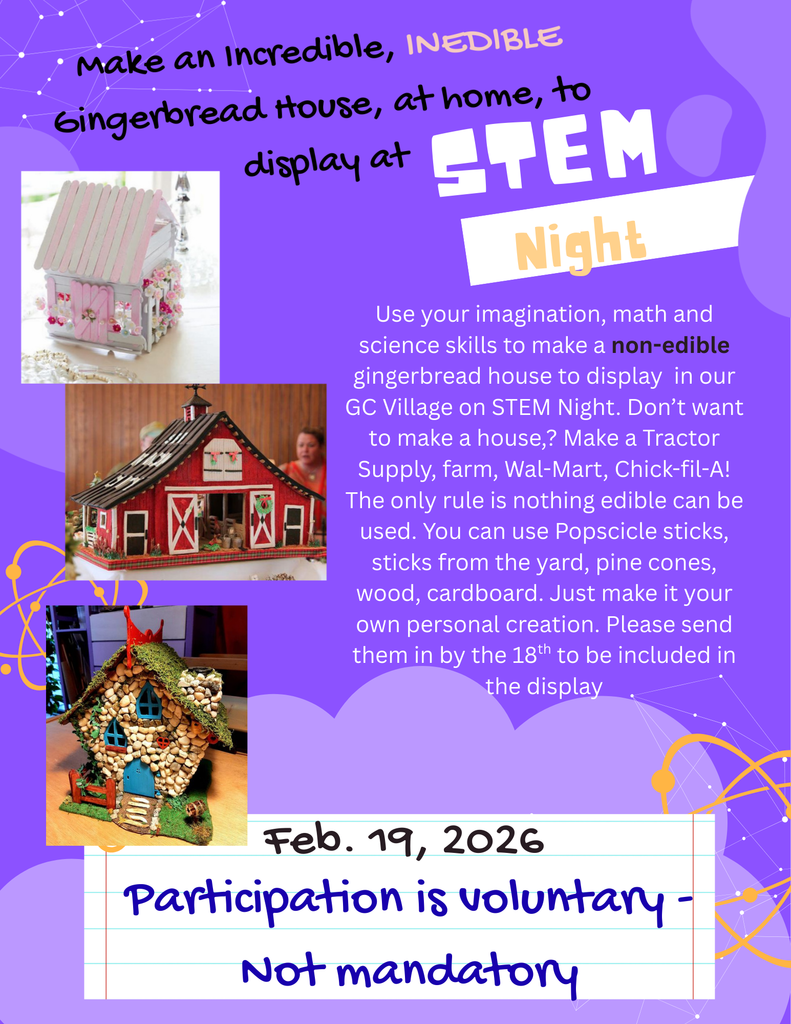 Inedible gingerbread house flyer for STEM Night