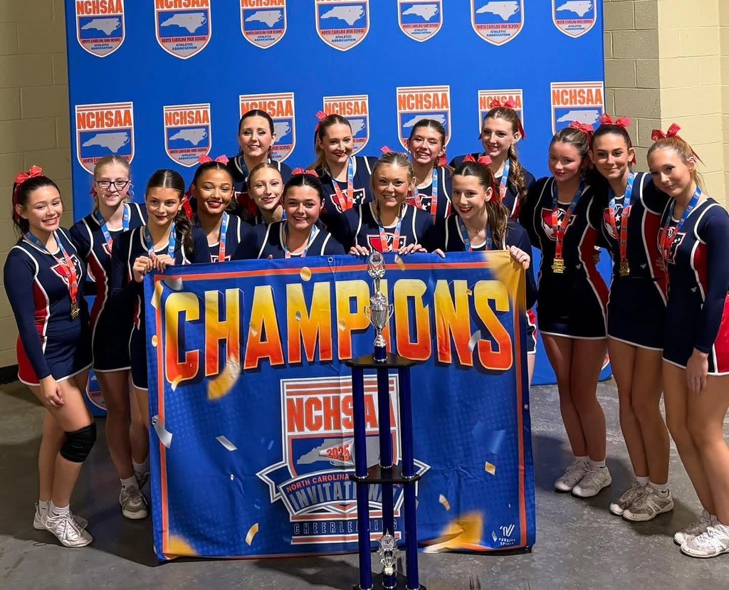 Congratulations to the Providence Grove Patriot Cheer team for bringing home a NCHSAA State Championship today! The first team sport state championship in school history! Congrats to the cheerleaders and coaches!