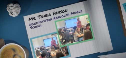 FOX8 honors Tonda Hinson of Northeastern Randolph Middle School. Congrats, Ms. Hinson! 