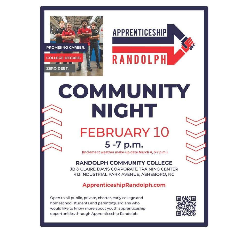 Apprenticeship Randolph Community Night February 10 5-7 PM