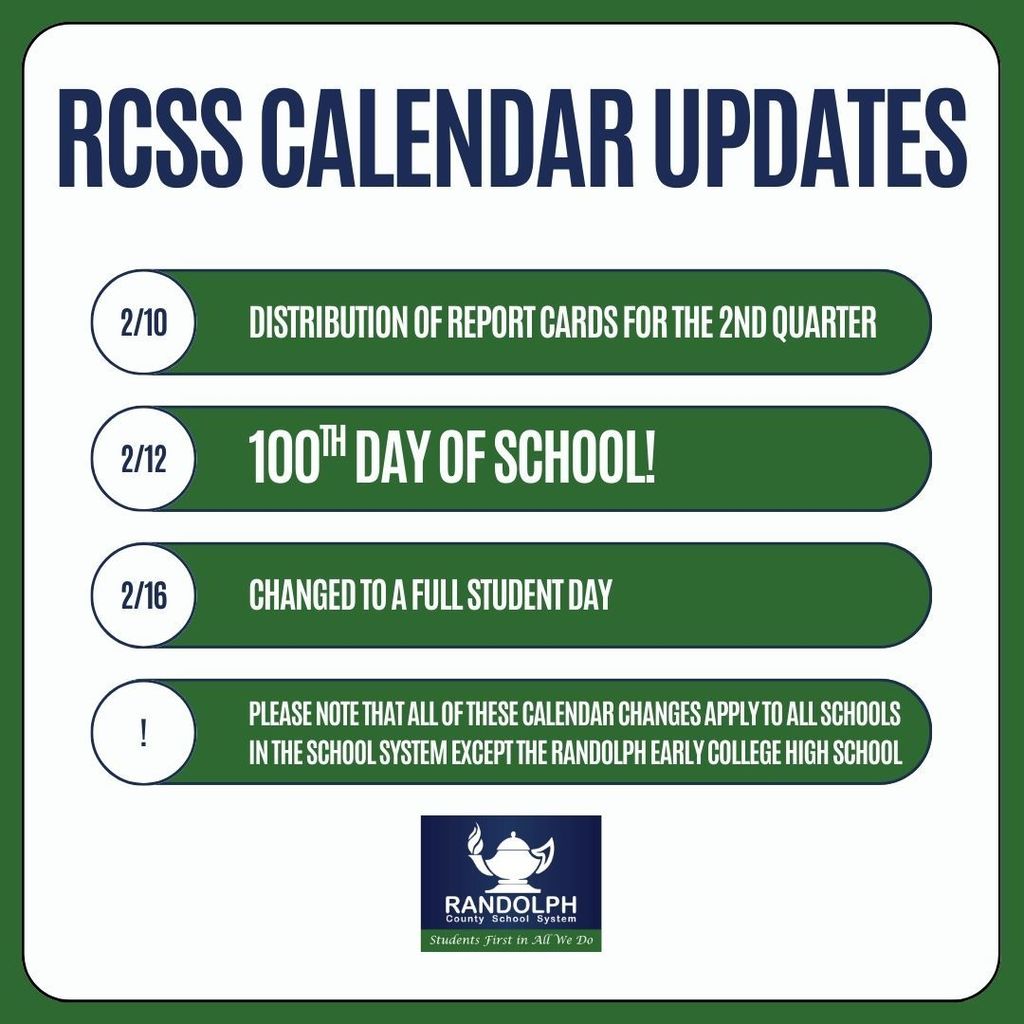 At last night's Board of Education meeting, the following changes were made to the calendar for the 2025-2026 school year: