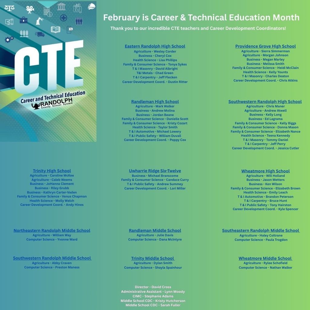 Thank you to our incredible CTE teachers and Career Development Coordinators!