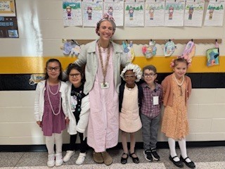 Our kindergarten students dressed up for the 100th day of school