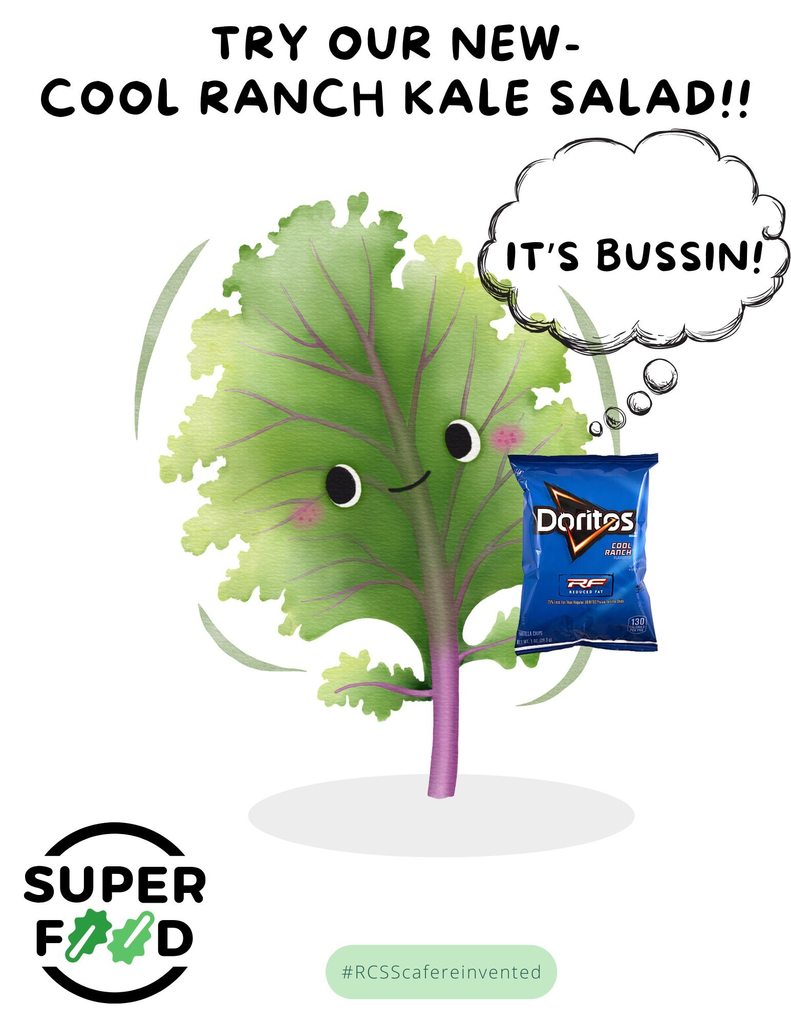 We are proud to serve-  Fresh NC kale- try it with Doritos and ranch! Fresh NC sweet potatoes Very delicious & sweet oranges  Scratch made chicken alfredo 100% all beef burgers smashed by hand Scratch made coleslaw We are still hiring! Click the link to search for open School Nutrition positions https://randolph.schoolspring.com/ #RCSScafereinvented #fillyourtray