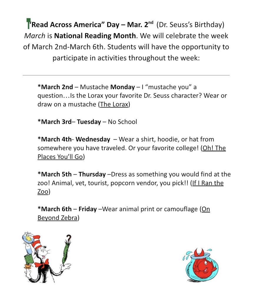 Read Across America Theme Week - March 2-6th