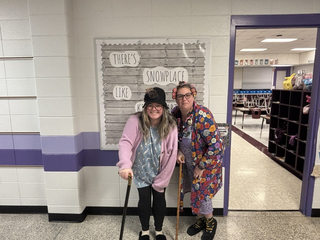 Farmer staff members dressed up as old ladies on the 100th day of school.
