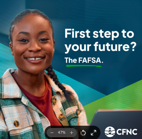 One of the first steps in the college application process is completing the Free Application for Federal Student Aid (FAFSA). This unlocks all of your financial aid options. Don’t miss out! Complete your FAFSA now at studentaid.gov/fafsa.
