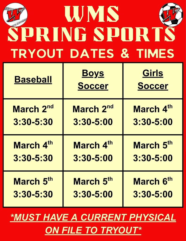 Spring Sports Tryouts