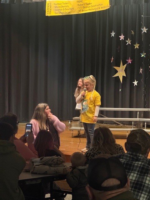 A kindergarten student saying her Letterland letter.