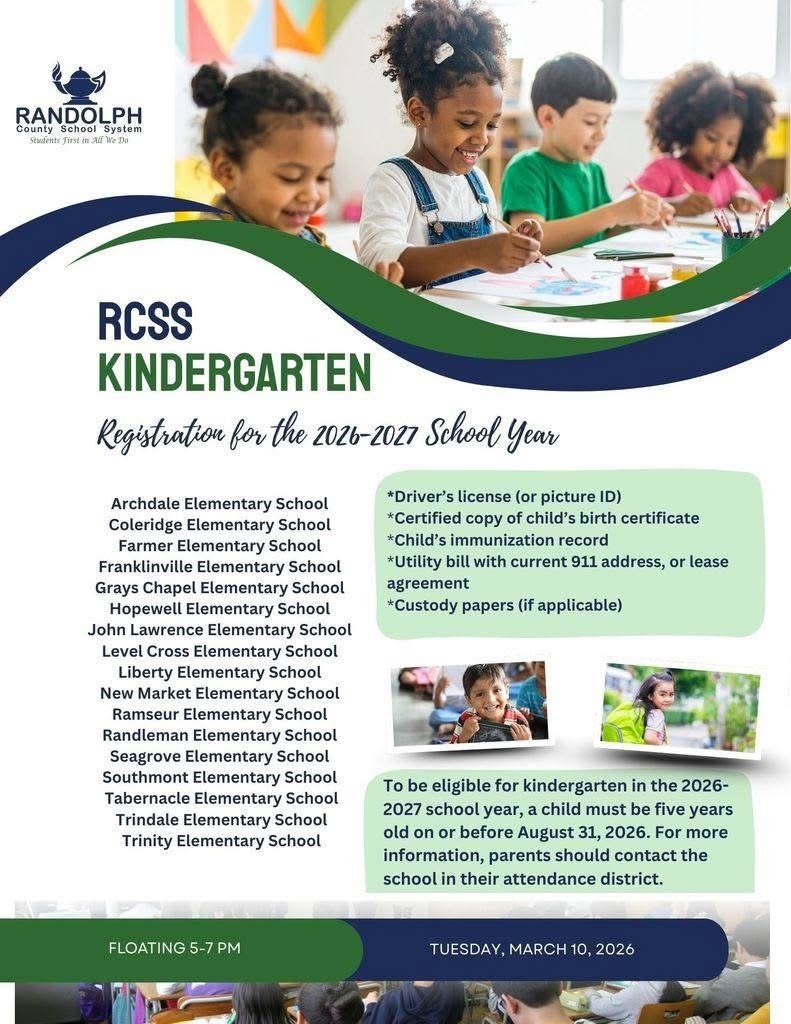 Kindergarten registration information flyer