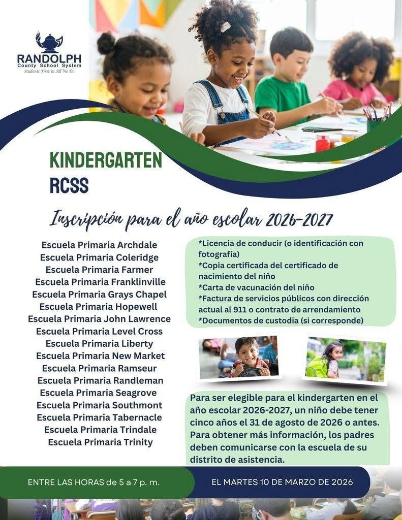 Kindergarten registration information flyer Spanish