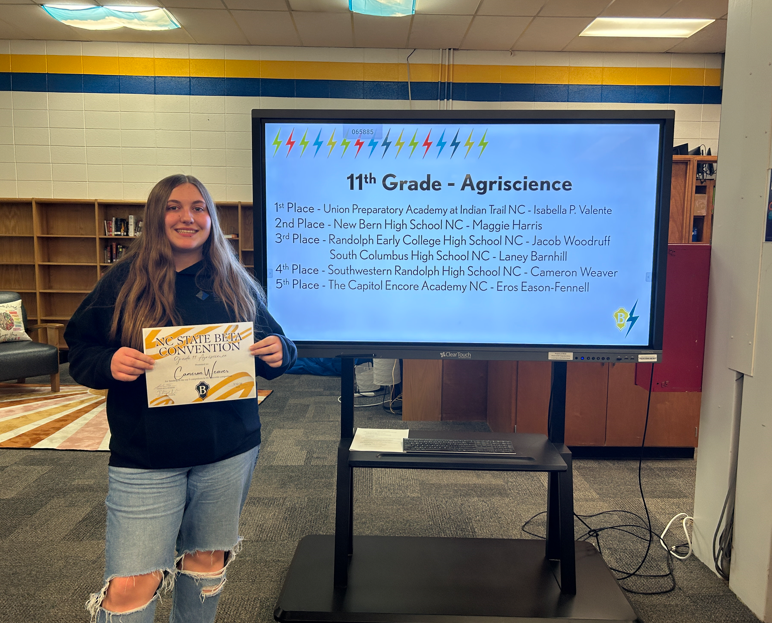 Congratulations to our Beta Club members who competed at the NC State Beta Convention in February. The following students placed top 5 in the state in their events and are eligible to compete at the National Beta Club Convention this summer in Nashville, TN. 💫⭐ Agriscience 11th Grade - 4th place - Cameron Weaver Health & PE 10th Grade - 2nd place - Skylar Ferree Health & PE 11th Grade - 5th place - Kayla Hernandez Poetry Division I - 4th place - Kyla Farmer Poetry Division II - 4th place - Zoe Shaw Psychology 10th Grade - 1st place - Kendall Hagerman Spanish 11th Grade - 2nd Place - Leslie Ciriza Diaz Drawing DI - 3rd Place - Trivett Kennedy Jewelry DI - 2nd Place - Laci Moran Pottery DI - 3rd Place - Riley Clapp Quilling DI - 4th Place - Abigail Rich Woodworking DI - 3rd Place - Kaiden Freeman Black & White Photography DII - 2nd Place - Stephany Vergara-Pulido Painting DII - 5th Place - Dani Jaeck Quilling DII - 3rd Place - Kadence Massingale Sculpture DII - 1st Place - Nanci Rodriguez-Venses DII Visual Art Best In Show - Nanci Rodriguez-Venses Onsite Painting DII - 1st Place - Dani Jaeck Premiere Performer - Jake Holloway Show Choir - 4th Place - Kolbi Bales, Giovanni Bernal-Hernandez, Caylyn Cagle, Madelyn Chhem, Evelyn Ciriza Diaz, Leslie Ciriza Diaz, Carmen Clapp, Thomas Costello, Yan Diaz, Chelsea Eudy, Keyla Gallegos, Jake Holloway, Maelee Laws, Chloe Murray, Chloe Reeder, Abigail Rich, Sophie Roach, Nanci Rodriguez-Venses, Genesis Valencia, Stephanie Vergara Pulido, Riley Whitehead, Lucy York Way to go, Cougars! 💙💛 #betaclub
