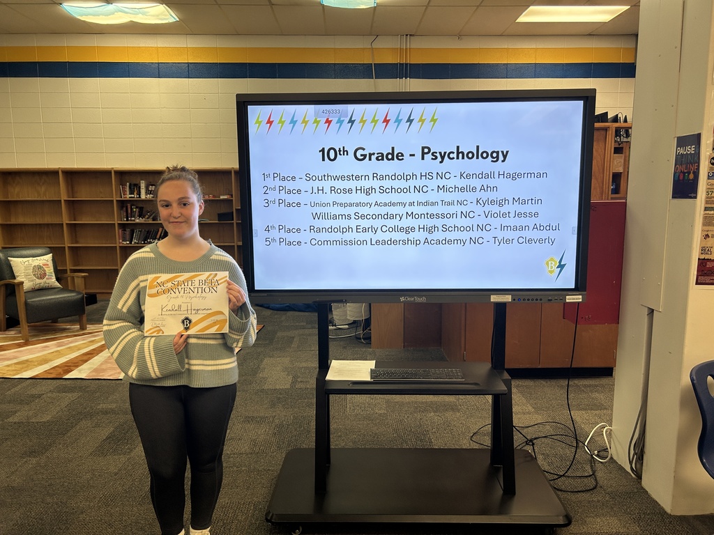 Congratulations to our Beta Club members who competed at the NC State Beta Convention in February. The following students placed top 5 in the state in their events and are eligible to compete at the National Beta Club Convention this summer in Nashville, TN. 💫⭐ Agriscience 11th Grade - 4th place - Cameron Weaver Health & PE 10th Grade - 2nd place - Skylar Ferree Health & PE 11th Grade - 5th place - Kayla Hernandez Poetry Division I - 4th place - Kyla Farmer Poetry Division II - 4th place - Zoe Shaw Psychology 10th Grade - 1st place - Kendall Hagerman Spanish 11th Grade - 2nd Place - Leslie Ciriza Diaz Drawing DI - 3rd Place - Trivett Kennedy Jewelry DI - 2nd Place - Laci Moran Pottery DI - 3rd Place - Riley Clapp Quilling DI - 4th Place - Abigail Rich Woodworking DI - 3rd Place - Kaiden Freeman Black & White Photography DII - 2nd Place - Stephany Vergara-Pulido Painting DII - 5th Place - Dani Jaeck Quilling DII - 3rd Place - Kadence Massingale Sculpture DII - 1st Place - Nanci Rodriguez-Venses DII Visual Art Best In Show - Nanci Rodriguez-Venses Onsite Painting DII - 1st Place - Dani Jaeck Premiere Performer - Jake Holloway Show Choir - 4th Place - Kolbi Bales, Giovanni Bernal-Hernandez, Caylyn Cagle, Madelyn Chhem, Evelyn Ciriza Diaz, Leslie Ciriza Diaz, Carmen Clapp, Thomas Costello, Yan Diaz, Chelsea Eudy, Keyla Gallegos, Jake Holloway, Maelee Laws, Chloe Murray, Chloe Reeder, Abigail Rich, Sophie Roach, Nanci Rodriguez-Venses, Genesis Valencia, Stephanie Vergara Pulido, Riley Whitehead, Lucy York Way to go, Cougars! 💙💛 #betaclub