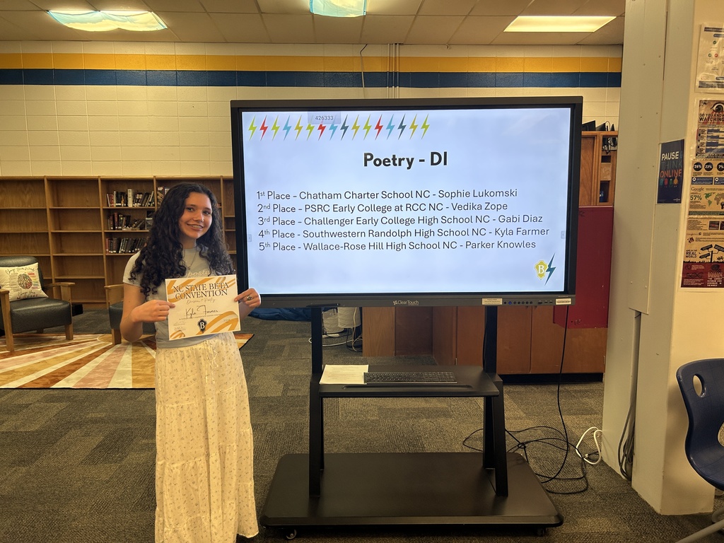 Congratulations to our Beta Club members who competed at the NC State Beta Convention in February. The following students placed top 5 in the state in their events and are eligible to compete at the National Beta Club Convention this summer in Nashville, TN. 💫⭐ Agriscience 11th Grade - 4th place - Cameron Weaver Health & PE 10th Grade - 2nd place - Skylar Ferree Health & PE 11th Grade - 5th place - Kayla Hernandez Poetry Division I - 4th place - Kyla Farmer Poetry Division II - 4th place - Zoe Shaw Psychology 10th Grade - 1st place - Kendall Hagerman Spanish 11th Grade - 2nd Place - Leslie Ciriza Diaz Drawing DI - 3rd Place - Trivett Kennedy Jewelry DI - 2nd Place - Laci Moran Pottery DI - 3rd Place - Riley Clapp Quilling DI - 4th Place - Abigail Rich Woodworking DI - 3rd Place - Kaiden Freeman Black & White Photography DII - 2nd Place - Stephany Vergara-Pulido Painting DII - 5th Place - Dani Jaeck Quilling DII - 3rd Place - Kadence Massingale Sculpture DII - 1st Place - Nanci Rodriguez-Venses DII Visual Art Best In Show - Nanci Rodriguez-Venses Onsite Painting DII - 1st Place - Dani Jaeck Premiere Performer - Jake Holloway Show Choir - 4th Place - Kolbi Bales, Giovanni Bernal-Hernandez, Caylyn Cagle, Madelyn Chhem, Evelyn Ciriza Diaz, Leslie Ciriza Diaz, Carmen Clapp, Thomas Costello, Yan Diaz, Chelsea Eudy, Keyla Gallegos, Jake Holloway, Maelee Laws, Chloe Murray, Chloe Reeder, Abigail Rich, Sophie Roach, Nanci Rodriguez-Venses, Genesis Valencia, Stephanie Vergara Pulido, Riley Whitehead, Lucy York Way to go, Cougars! 💙💛 #betaclub