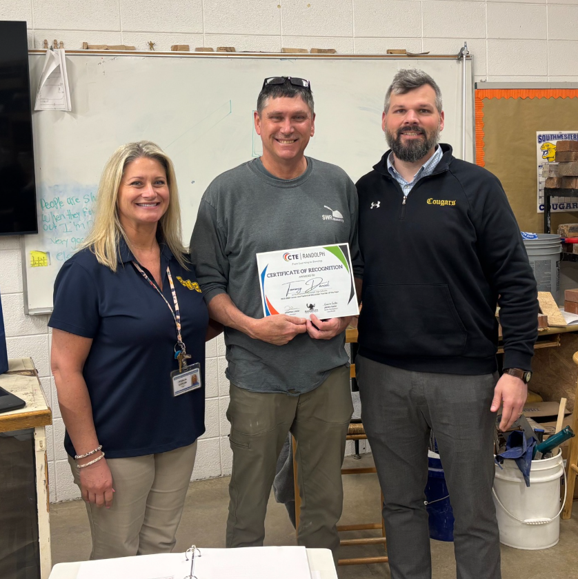 Congratulations to Mr. Daniel! He is the 2025-2026 Career and Technical Education Teacher of the Year at SWRHS. He is also one of the top 3 finalists in the Randolph County School System! 🏅