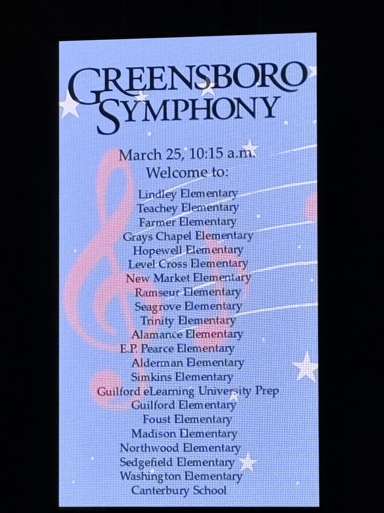 On March 24 and 25, fourth-grade students from RCSS enjoyed a memorable field trip to the Tanger Center for the Performing Arts in Greensboro, where they experienced a live performance by the Greensboro Symphony. This year’s program, America 250, celebrated the upcoming 250th birthday of the United States, adding a meaningful historical connection to the experience. This opportunity was made possible through the support of the North Carolina Arts Council, a division of the Department of Natural and Cultural Resources.  Special thanks to Wendy Anderson, RCSS Director of Transportation, and her dedicated team for coordinating transportation and ensuring a safe and smooth trip for all students.