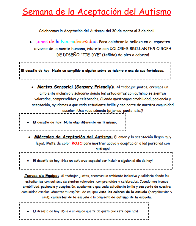 LCES Autism Acceptance Week