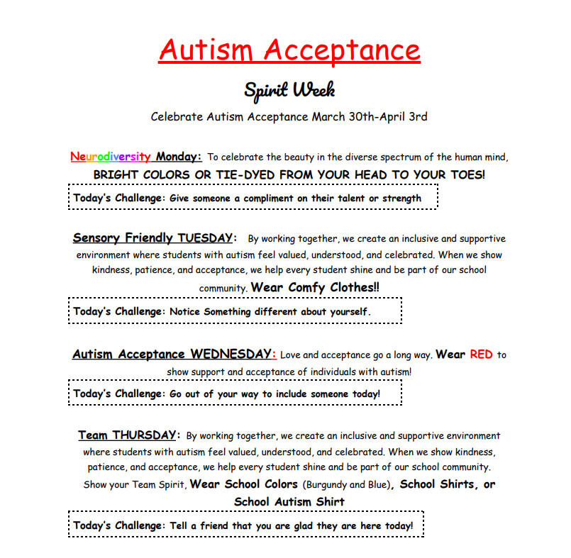 LCES Autism Acceptance Week