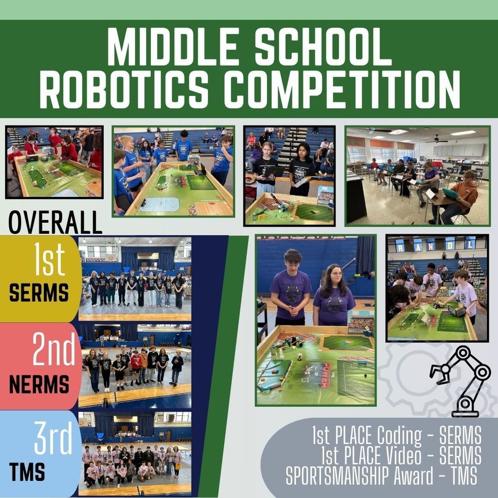 RCSS middle schools gathered at Randleman Middle School on Friday, March 27, for the BrickEd Robotics Competition. Students arrived ready to compete, showcasing the results of their hard work, creativity, and problem-solving skills. Throughout the event, teams demonstrated impressive collaboration and innovation as they navigated challenges and put their designs to the test.  Congratulations to SERMS for earning first place, followed by NERMS in second place and TMS in third place. The competition highlighted not only technical ability, but also perseverance and teamwork, making it a rewarding experience for all involved.