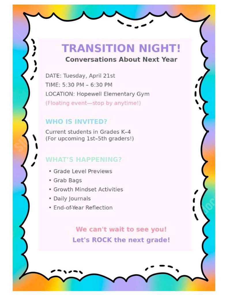 Transition Night Invitation