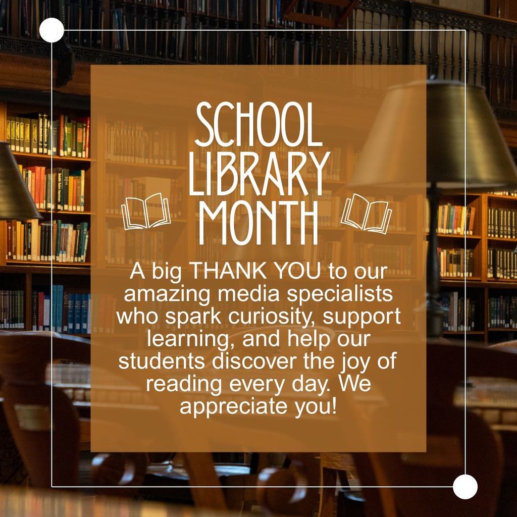 A big THANK YOU to our amazing media specialists who spark curiosity, support learning, and help our students discover the joy of reading every day. We appreciate you!
