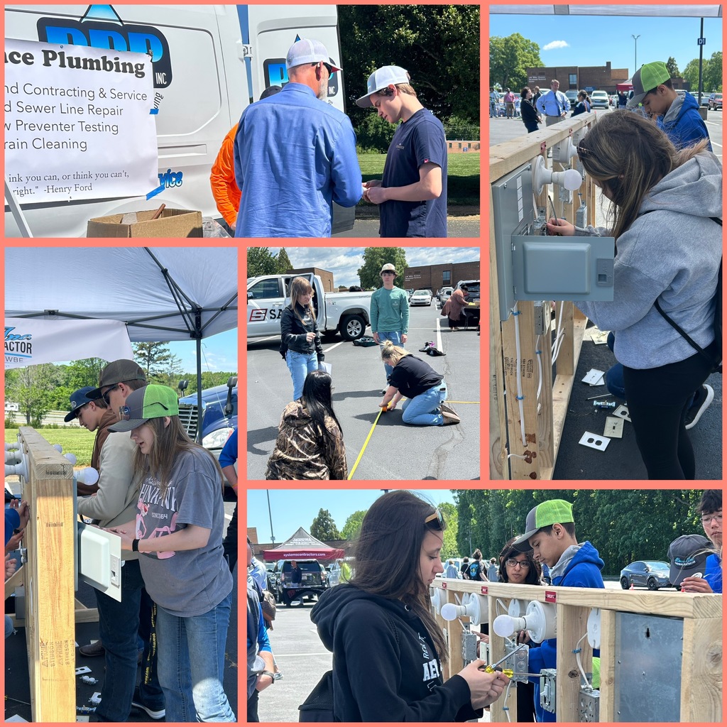 High school students practicing construction skills