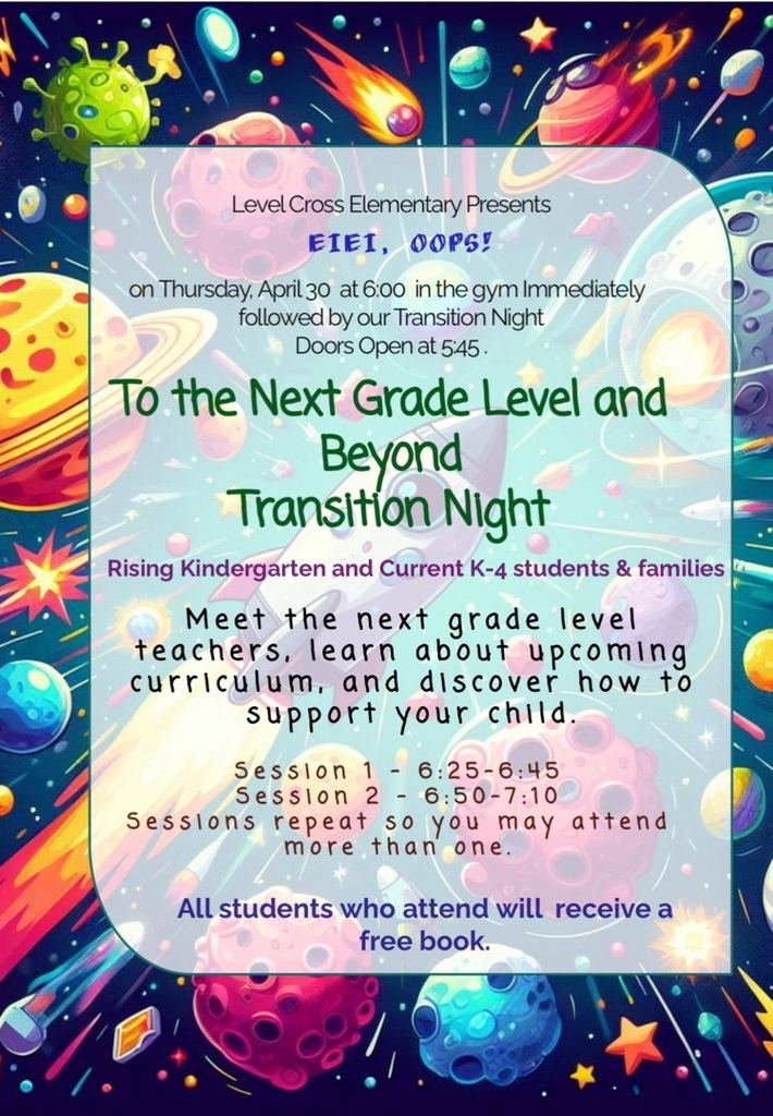 PreK-4th grade Parents please join us for Transition Night on April 30th! 