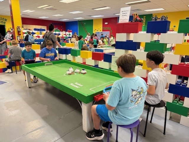 5th grade boys at the soccer table at Brick Ed.