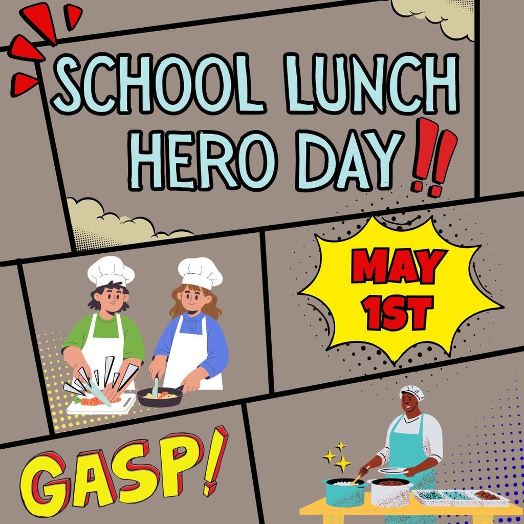 🦸‍♀️🦸‍♂️ Lunch Heroes to the Rescue! 🍎🥪  Up, up, and away to the cafeteria! On May 1, we’re celebrating our incredible Lunch Heroes who swoop in every day to save us from hunger and fuel our minds for learning! 💥  With super-speed service, mighty kindness, and the power to make every meal special, our cafeteria team keeps our schools running strong. 💪🍽️  Join us in saying THANK YOU to these everyday superheroes who make a difference one tray at a time! ❤️  #LunchHeroDay #SchoolSuperheroes #ThankYou