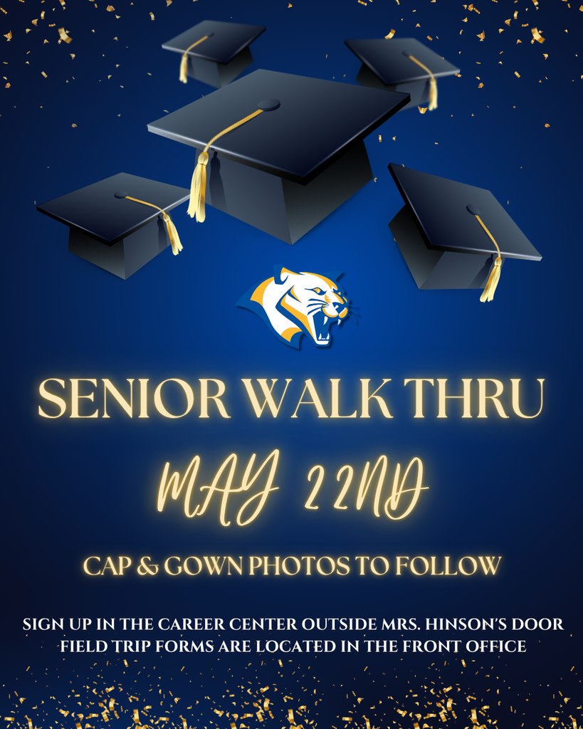 Seniors, mark your calendars for a super exciting day! 📆💫 Be sure to sign up in the career center outside of Mrs. Hinson's door and pick up your field trip form in the front office. 🎓