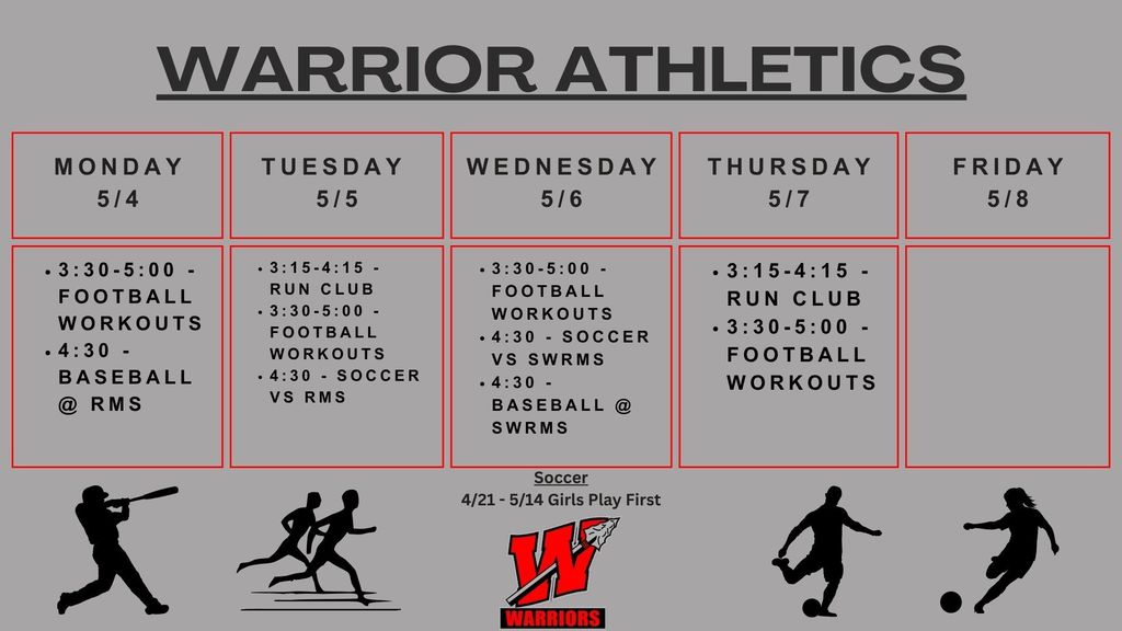 Weekly Athletic Schedule