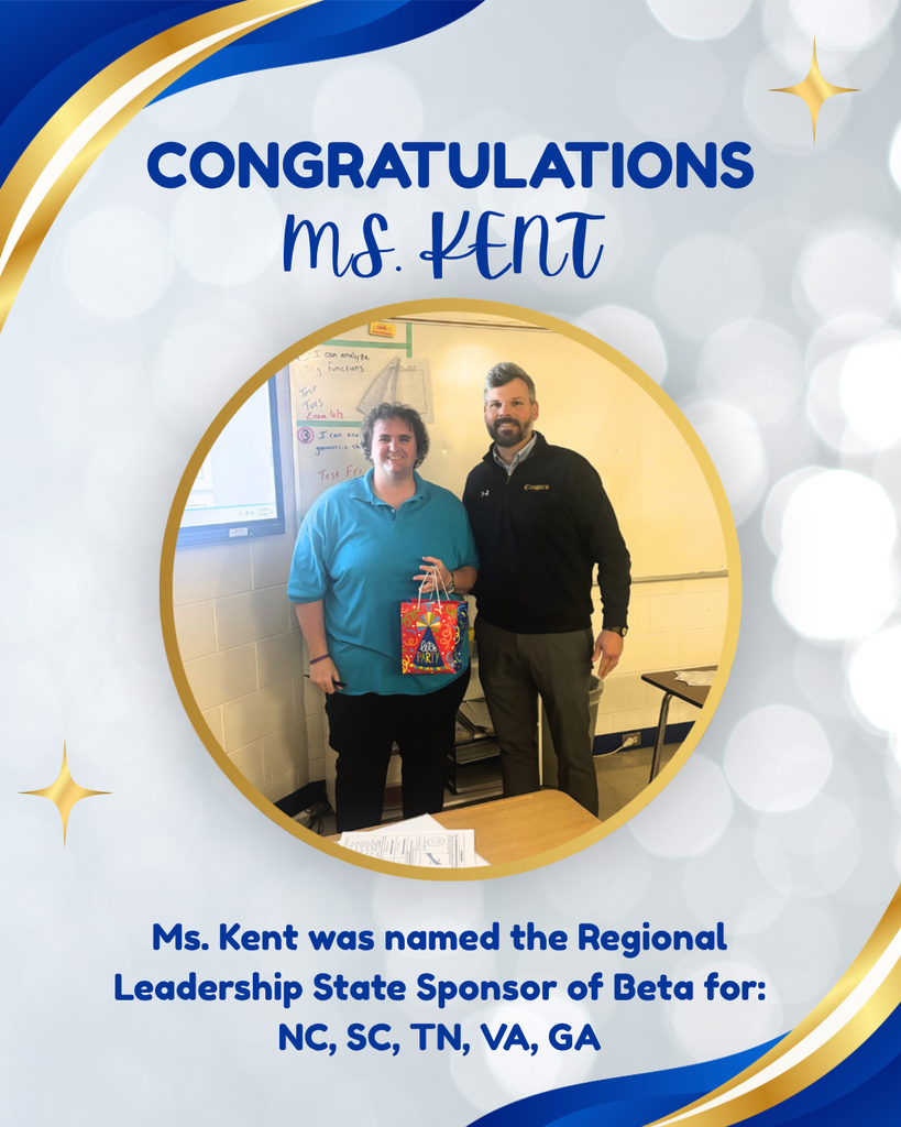 Congratulations to our very own, Ms. Kent for being named the Regional Leadership State Sponsor of Beta for NC, SC, TN, VA, GA. We are so proud of you!💙💛