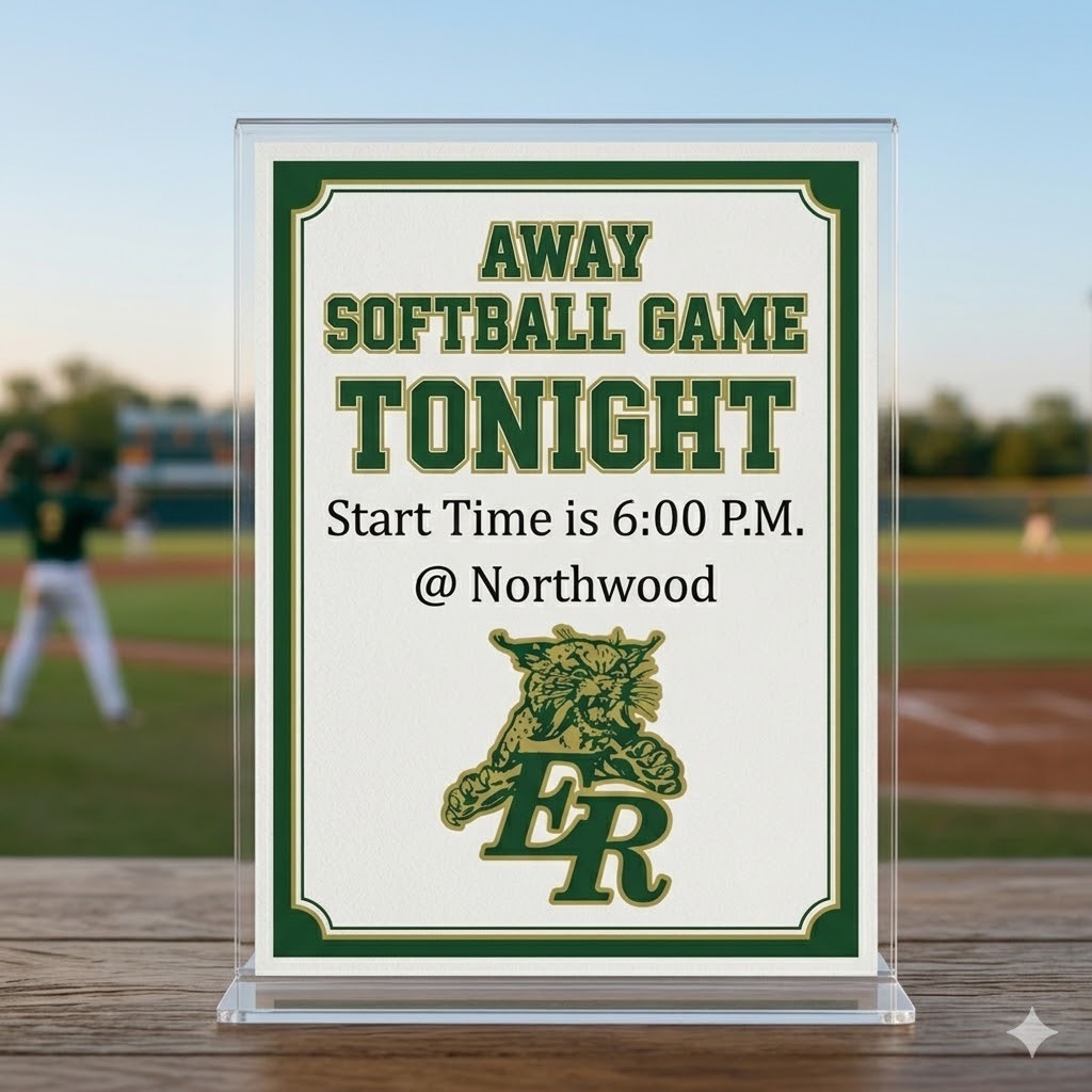 Softball Away at Northwood Game time is 6:00 P.M.
