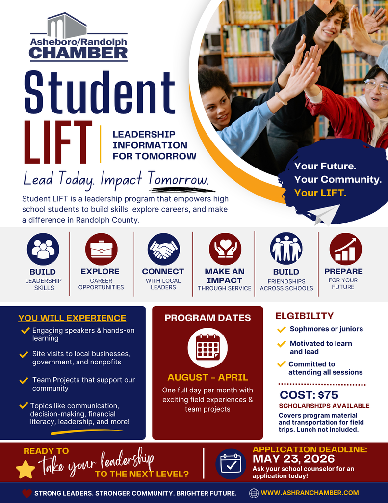 Student Lift information for high school sophmores and juniors!  Leadership information for tomorrow!