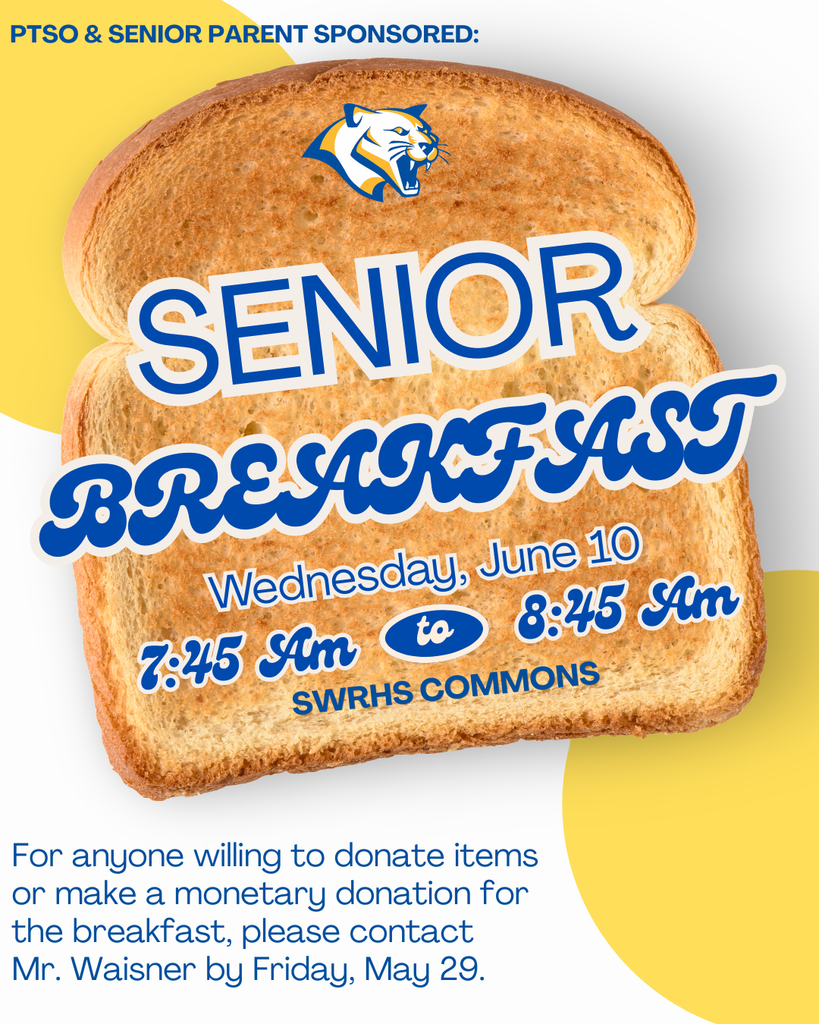 Grateful to the PTSO and Senior Parents to continue on the tradition of a Senior Breakfast. If you are willing to physically help or donate to this event, please contact Mr. Waisner, to make this a great graduation breakfast for the Class of 2026! 🎓🥞🥓🍞