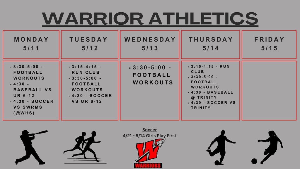 Weekly Athletic Schedule