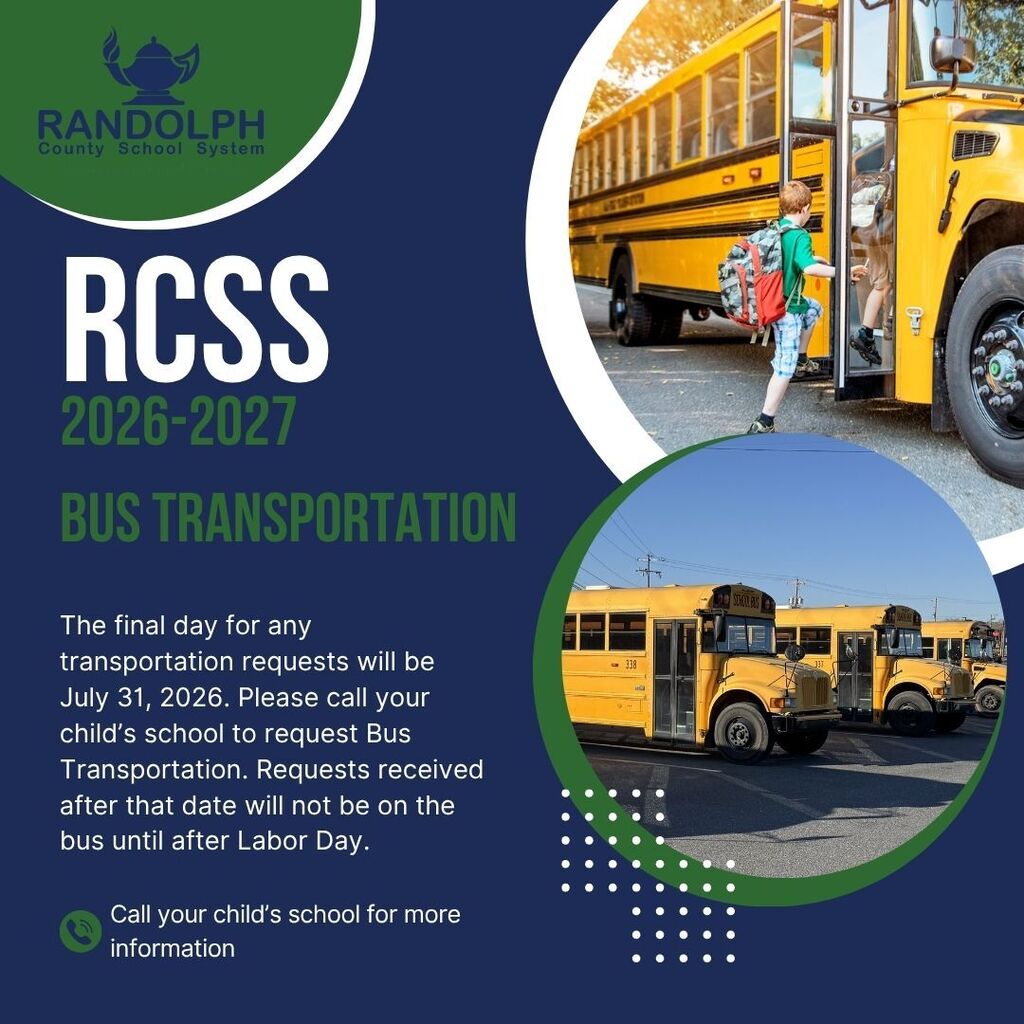 🚍 Planning for the 2026-2027 school year? Make sure your child's transportation request is on file!  If your student will need bus transportation at the beginning of the school year and you're unsure whether a request has been submitted, please contact your child's school as soon as possible.  🎒 Families registering new Kindergarten students should also complete transportation requests early. Waiting until the last minute to register may delay bus service at the start of school.  📅 Transportation requests must be submitted by July 31, 2026 for students to ride the bus during the first two weeks of school. Requests received after July 31 will not be eligible for bus service until after Labor Day.  Don't wait—plan ahead to ensure a smooth start to the school year!