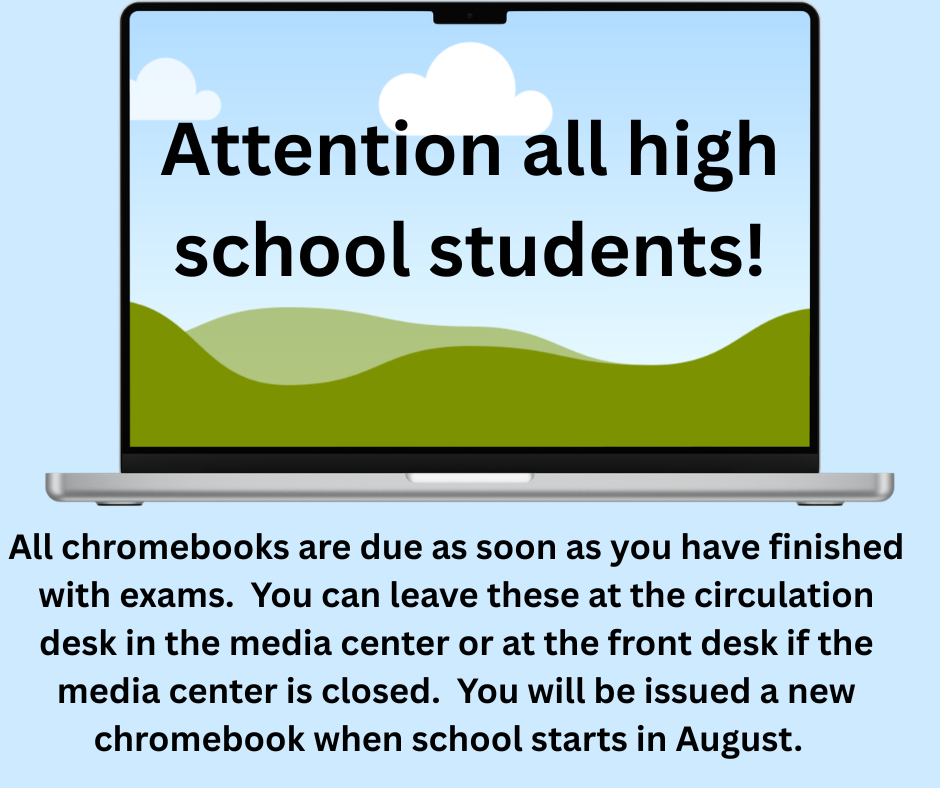 cartoon computer screen with the words attention all high school students