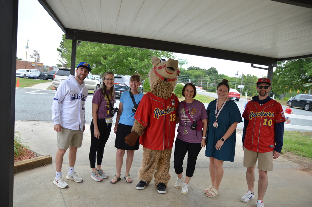 Horse mascot greets students and staff