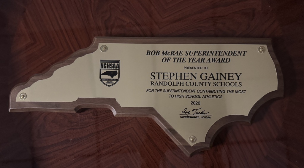 We are very proud to announce that Dr. Gainey has just been named the North Carolina High School Athletic Association Bob McRae Superintendent of the Year! The Bob McRae Superintendent of the Year Award is a prestigious statewide honor presented annually by the North Carolina High School Athletic Association (NCHSAA) to a superintendent who has made significant contributions to high school athletics and student-athlete development. The award is named in honor of Robert “Bob” McRae, a former NCHSAA president and retired superintendent in Cleveland and Randolph counties who was integral to establishing the Scholar-Athlete program.