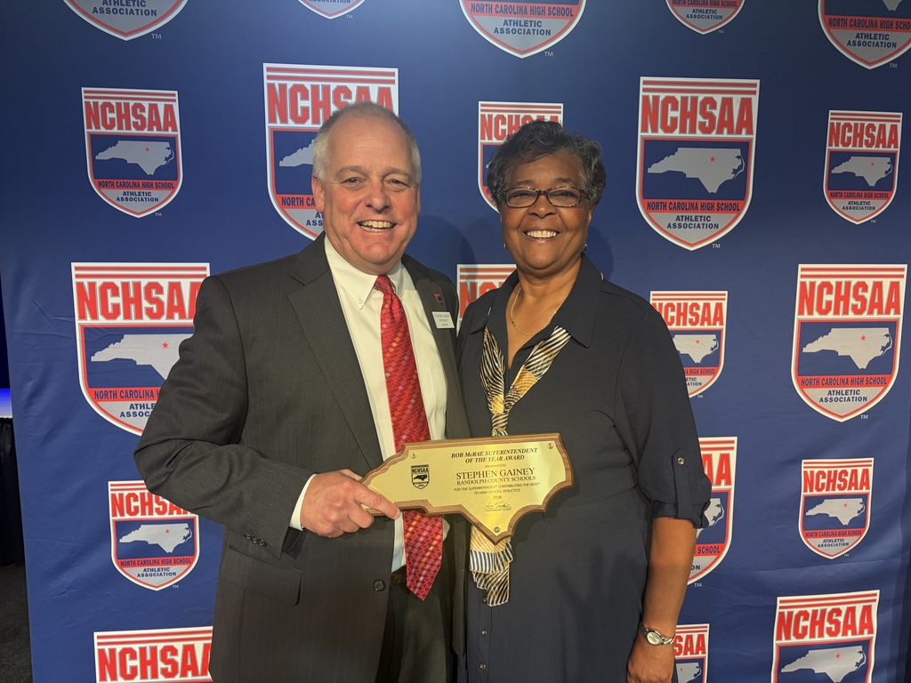 We are very proud to announce that Dr. Gainey has just been named the North Carolina High School Athletic Association Bob McRae Superintendent of the Year! The Bob McRae Superintendent of the Year Award is a prestigious statewide honor presented annually by the North Carolina High School Athletic Association (NCHSAA) to a superintendent who has made significant contributions to high school athletics and student-athlete development. The award is named in honor of Robert “Bob” McRae, a former NCHSAA president and retired superintendent in Cleveland and Randolph counties who was integral to establishing the Scholar-Athlete program.